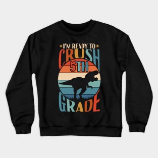 5th Grade Dinosaur T rex Back To School Crewneck Sweatshirt